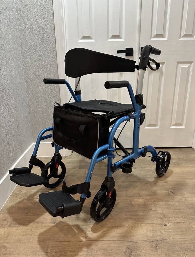 2 in 1 Transport Chair Rollator Walker