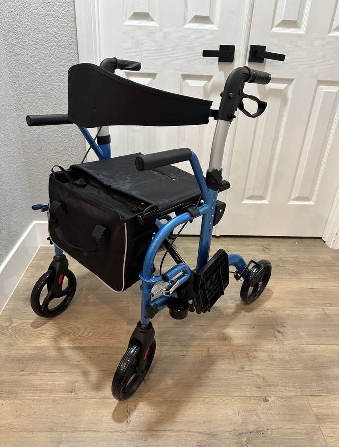 2 in 1 Transport Chair Rollator Walker