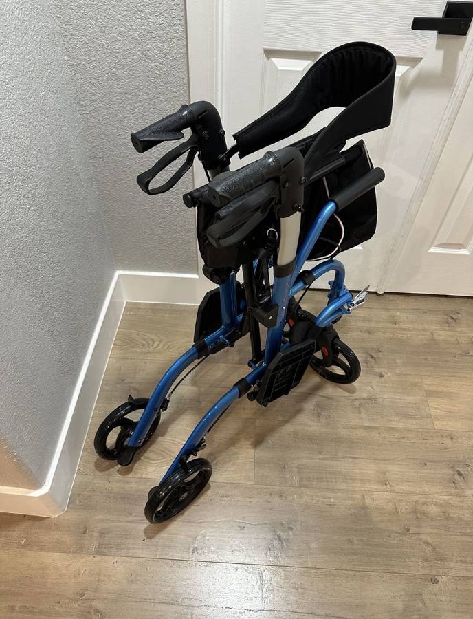 2 in 1 Transport Chair Rollator Walker