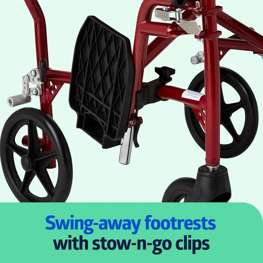 Medline Ultra Lightweight Transport Wheelchair for Adults, Foldable