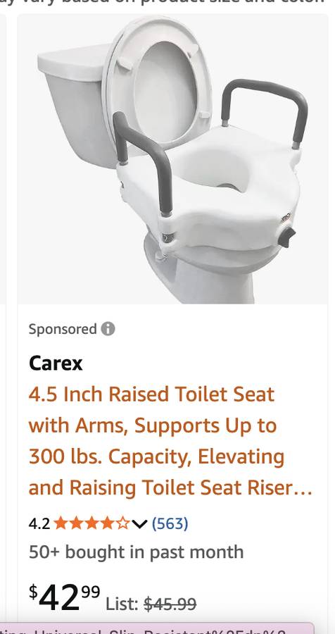 Toilet Seat- Raised and with Arms