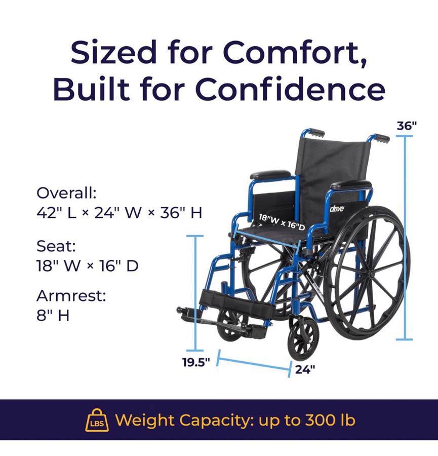 Drive Medical Blue Streak Wheelchair 18"