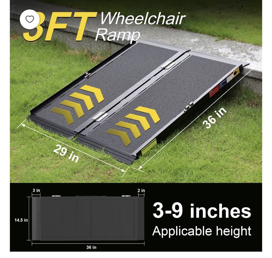 Portable Wheelchair Ramp Black 3ft